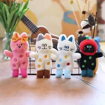 Милый мультяшный котенок в горошек кулон плюшевая игрушка кукла школьный портфель подвесное украшение брелок кукла 15 cm.