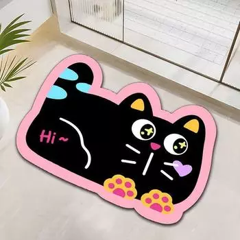 Милый мультяшный коврик для ванной комнаты, мягкий диатомовый ил, нескользящий впитывающий коврик для ног, коврик для входа в туалет [40 * 60cm] Diatom mud