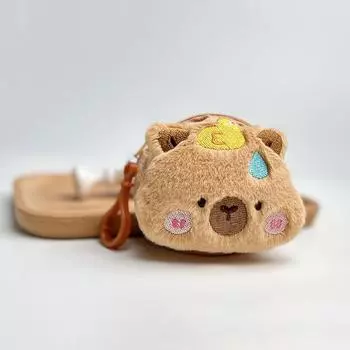 Милый мультяшный креативный плюшевый кошелек Capybara, кошелек на молнии, брелок, маленькие наушники, помада, сумка, мини-кошелек, денежный мешок, подарки as the picture