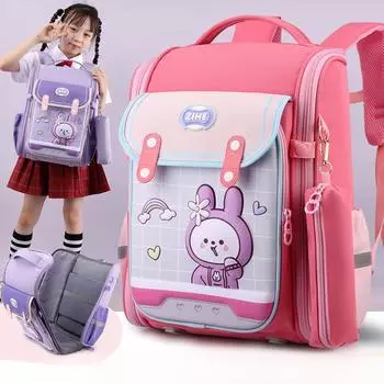 Милый мультяшный кролик-астронавт, ранцы для начальной школы для 1-2 класса, легкий детский рюкзак с защитой позвоночника, дышащая сумка для книг большой емкости с пеналом