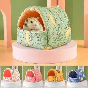 Милый мультяшный кролик белка мини клетка морская свинка гнездо маленькое животное мышь крыса домашнее животное спальная кровать хомяк домик зимний теплый мягкий коврик S