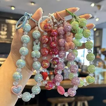 Милый мультяшный кролик бисерный брелок цветные бусины автомобильный брелок телефон чехол кулон аксессуары