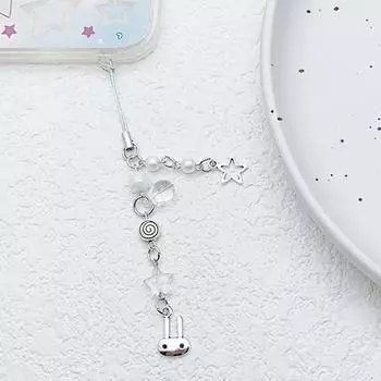 Милый мультяшный кролик брелок сумка подвеска Y2K кролик бисерная цепочка для мобильного телефона милый крутой шнурок для мобильного телефона подарки