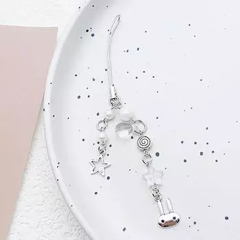 Милый мультяшный кролик брелок сумка подвеска Y2K кролик бисерная цепочка для мобильного телефона милый крутой шнурок для мобильного телефона подарки