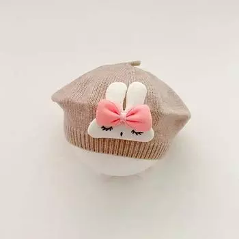 Милый мультяшный кролик детские береты шапки мягкие детские береты шапки осень зима однотонные шапки милые теплые детские чепчики подарки бежевый