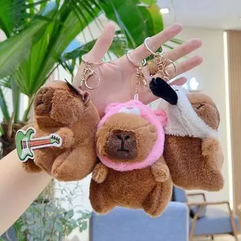 Милый мультяшный кулон капибара плюшевая игрушка кукла рюкзак подвесные украшения аксессуары милый кукольный брелок кулон детские подарки
