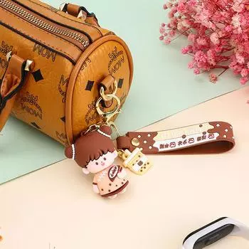 Милый мультяшный кулон с жемчужным молочным чаем, брелок для ключей, напиток с молочным чаем, подарок для мальчика и девочки