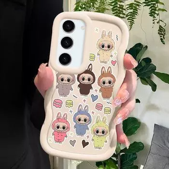 Милый мультяшный Лабубу мягкий чехол для телефона Samsung Galaxy A52 A73 A12 A11 S24 Ultra 5G S23 S22 S21 S20 FE Wave Edge противоударный защитный резиновый чехол Samsung A20 розовый