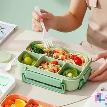 Милый мультяшный ланч-бокс для учеников начальной школы со столовыми приборами, перегородкой в виде динозавра, фруктовым ланч-боксом с функцией микроволнового подогрева 1300ML