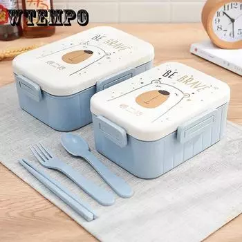Милый мультяшный ланч-бокс, микроволновая печь, посуда, контейнер для хранения еды, детский школьный офис
