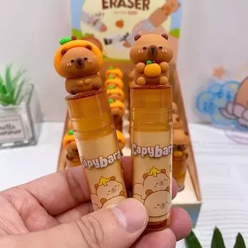 Милый мультяшный ластик-капибара, студенческий ластик, креативный ластик в виде губной помады, школьные принадлежности, студенческая канцелярия, детские призы и подарки 1pc