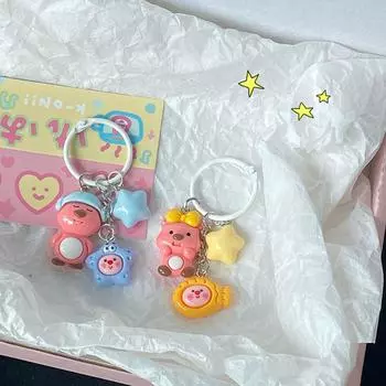 Милый мультяшный маленький бобер брелок мультфильм рюкзак кулон рюкзак наушники чехол аксессуары DIY подарок розовый