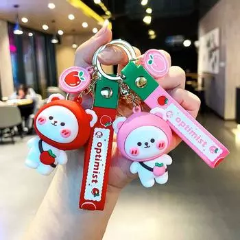 Милый мультяшный медведь брелок простой автомобильный ключ аксессуары Ins стиль животные подвески брелок студент розовый