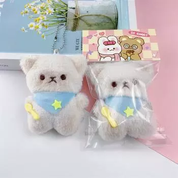 Милый мультяшный медведь кролик пищащий брелок для женщин девочек забавный кавайный кулон брелок рюкзак украшения аксессуары