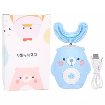 Милый мультяшный медведь с рисунком U-образной формы автоматическая зубная щетка электрическая детская зубная щетка синяя розовый