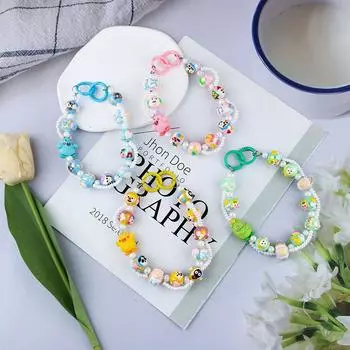 Милый мультяшный монстр, нарисованный вручную, цепочка для телефона из бисера, брелок для ключей, чехол для телефона, сумка, украшение синий