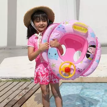 Милый мультяшный надувной детский поплавок для бассейна, детское кольцо для плавания с рулевым колесом, водное сиденье, спасательный круг, пляжные игрушки