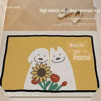 Милый мультяшный нескользящий шелковый коврик у входа: Легкий в уходе, устойчивый к грязи, поддающийся резке напольный коврик для крыльца 50x80cm