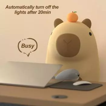 Милый мультяшный ночник с таймером очаровательный внешний вид с регулируемой яркостью мягкий силиконовый светильник с изображением капибары в виде животного прикроватный светильник