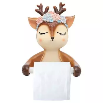 Милый мультяшный олень держатель туалетной бумаги креативный настенный держатель для рулонной бумаги с изображением животных полка для хранения туалетной бумаги в ванной