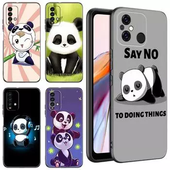 Милый мультяшный панда черный чехол для телефона Xiaomi Redmi 11 Prime 11A 12C 13C A1 A2 Plus 12 4G 10 5G 8A 9A 10A 9C 10C 9i 12R Note 9T Redmi 10 5G