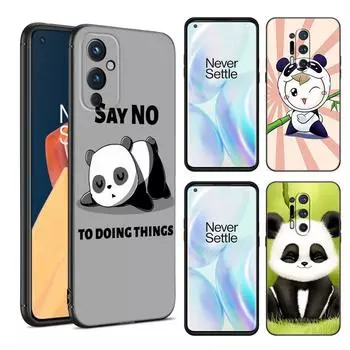 Милый мультяшный панда черный силиконовый чехол для телефона OnePlus 9 10 11 12 ACE 2V Pro 9RT 10T 10R Nord CE 2 3 Lite N10 N20 N30 5G OnePlus Nord 2 5G