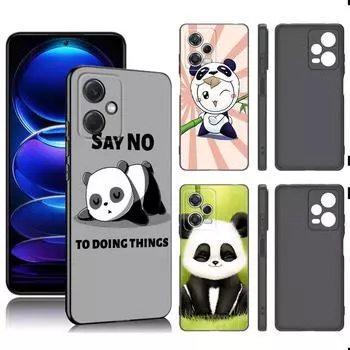 Милый мультяшный панда черный силиконовый чехол для телефона Xiaomi Redmi Note 9 10 11 11S 11T 12 13 Pro 5G Plus 9S 10S 12S Redmi Note 12S