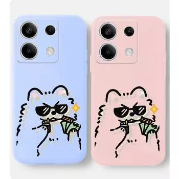 Милый мультяшный пес Мягкий силиконовый чехол для телефона Xiaomi Redmi Note 13 Pro 14C 13C 12C 11 10 9 8 7 Poco C65 X3 Pro Camera Защитный противоударный полный чехол Xiaomi Poco X3 чёрный