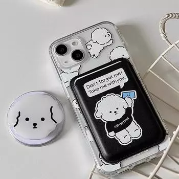 Милый мультяшный песик магнитный чехол для телефона держатель для карт чехол для удостоверения личности банковская карта для iPhone 15 14 для Magsafe кошелек слот сумка