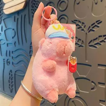 Милый мультяшный плюшевый брелок Капибара забавный брелок для женщин и девочек изысканный рюкзак украшения аксессуары подарки белый