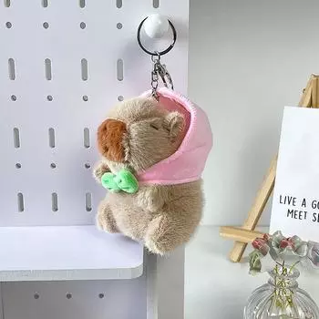 Милый мультяшный плюшевый брелок-подвеска в виде капибары, кавайные мягкие игрушки, кукла, игрушка, сумка, подвесные украшения, брелок для ключей от машины, подарки розовый