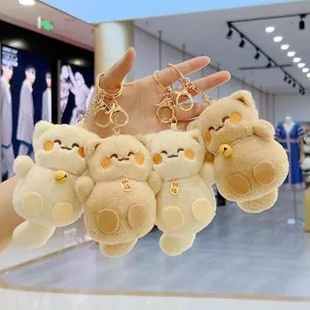 Милый мультяшный плюшевый брелок в виде счастливого кота, мягкая кукла, игрушечный автомобильный брелок, изысканный рюкзак, подвески, украшения, подарки