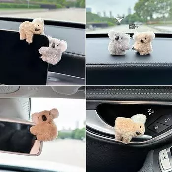 Милый мультяшный плюшевый коала украшение для салона автомобиля зеркало заднего вида управление экраном украшение для салона автомобиля аксессуары подарки серый