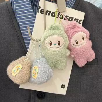 Милый мультяшный плюшевый кудрявый брелок для ключей Labubu, кулон на рюкзак, украшение Kawaii, брелок для автомобиля, кулон, украшение, аксессуары, подарки