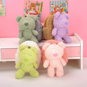 Милый мультяшный плюшевый медведь кошелек для монет и сумка для помады 9 x 10.5 x 5 cm белый