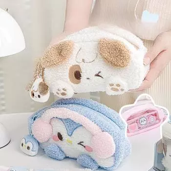 Милый мультяшный плюшевый пенал большой емкости с окошком для просмотра канцелярских принадлежностей многофункциональная сумка для ручек офисные школьные принадлежности