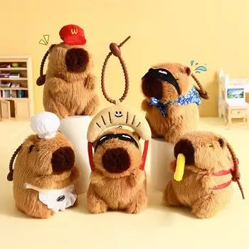 Милый мультяшный плюшевый восхитительный брелок-капибара, украшение для рюкзака Kawaii, кулон, украшение, игрушечный автомобиль, брелок, аксессуары, подарки