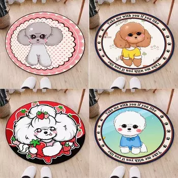 Милый мультяшный померанский ковер для девочек, коврик для спальни, ковер с рисунком собаки, домашний круглый коврик для гостиной 40