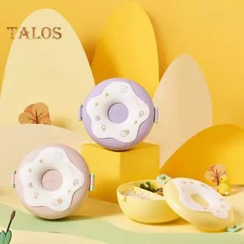 Милый мультяшный пончик, 1000 мл, ланч-бокс, контейнер для бенто, пригодный для использования в микроволновой печи, с отделениями, поставка для студентов жёлтый