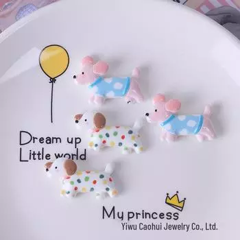 Милый мультяшный пятнистый щенок таксы смоляное кольцо для волос и заколка ювелирные аксессуары