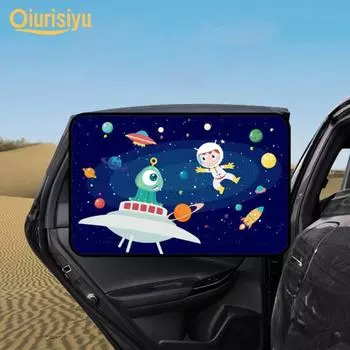 Милый мультяшный принт автомобиля на заднее боковое окно, магнитная солнцезащитная шторка, солнцезащитный козырек, Quicken, автомобильные аксессуары 4