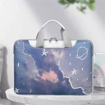 Милый мультяшный принт для женщин и девочек, высококачественная сумка для ноутбука, водонепроницаемая сумка через плечо из искусственной кожи 13 inch