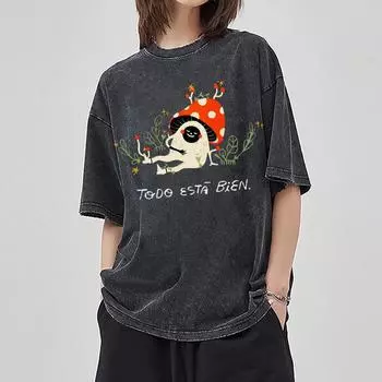 Милый мультяшный принт с грибами, женская футболка в стиле фильма «Сказка», свободный топ унисекс с короткими рукавами S