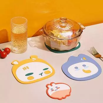 Милый мультяшный противоожоговый коврик, водонепроницаемый нескользящий коврик для стола, не имеющий запаха, утолщенный, легко чистящийся коврик для чая S