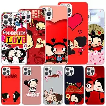 Милый мультяшный Pucca Garu мягкий чехол для iPhone 11 12 13 Mini 14 Pro Max Apple Phone Cover X XS XR SE 7 Plus 8 + 6 6S 5S Funda Coqu iPhone 11