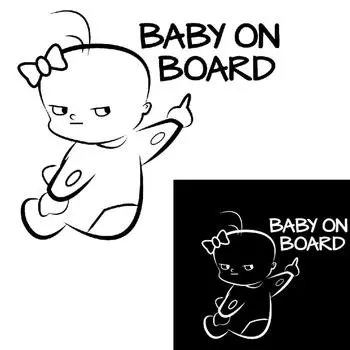 Милый мультяшный ребенок на борту письма наклейка на окно автомобиля наклейка декор предупреждающий знак белый