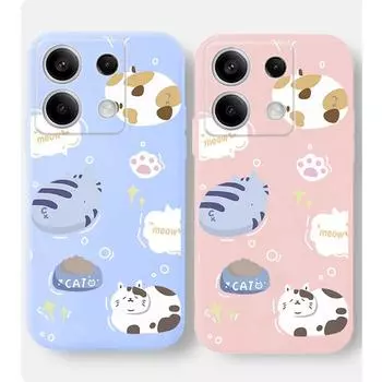 Милый мультяшный рисунок кота Мягкий силиконовый чехол для телефона Xiaomi Redmi Note 13 Pro 14C 13C 12C 11 10 9 Poco C65 Camera Защитный противоударный полный чехол Xiaomi Poco X3 чёрный