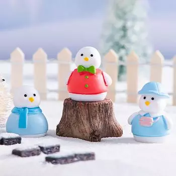 Милый мультяшный рождественский снеговик из смолы миниатюрная фигурка орнамент микропейзаж домашнее украшение настольные аксессуары подарки