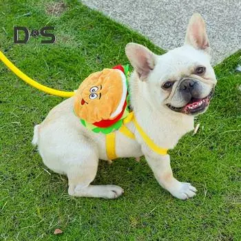 Милый мультяшный рюкзак для домашних животных в форме гамбургера, школьная сумка для щенков с регулируемой пряжкой, дышащая сетка, товары для домашних животных для путешествий на открытом воздухе, прогулок оранжевый