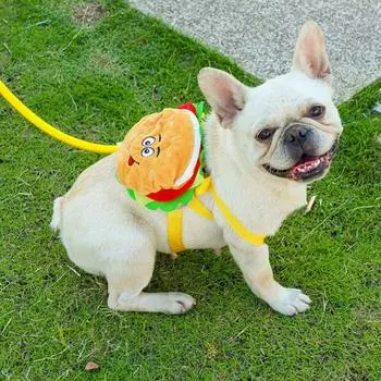 Милый мультяшный рюкзак для домашних животных в форме гамбургера, школьная сумка для щенков с регулируемой пряжкой, дышащая сетка, товары для домашних животных для путешествий на открытом воздухе, прогулок оранжевый